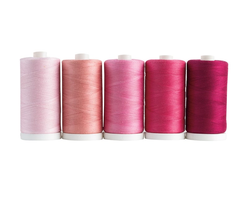 Connecting Threads 100% Cotton Thread Sets - 1200 Yard Spools (Set of 5 - Rosy Glow) - Image 1